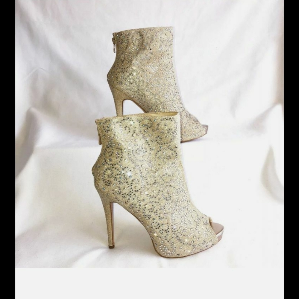 Lauren Lorraine crystal peep toe boots